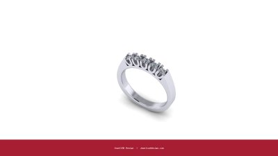 Platinum seven stone ring with round cut diamonds in a prong setting - JewelCAD Design Bangkok